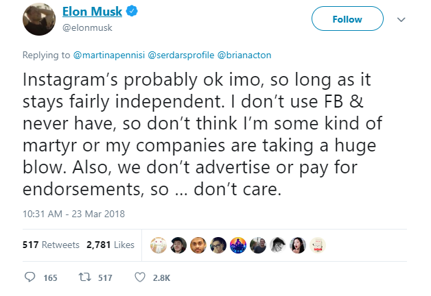 Elon Musk xóa hai trang Facebook chính thức của Tesla và SpaceX: Tôi không dùng Facebook và sẽ chẳng bao giờ dùng cả - Ảnh 8.