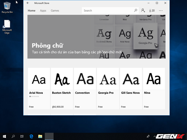  Giờ đây người dùng đã có thể tìm, tải các font chữ ngay trên Windows Store. Phần lớn trong số chúng điều là miễn phí. 