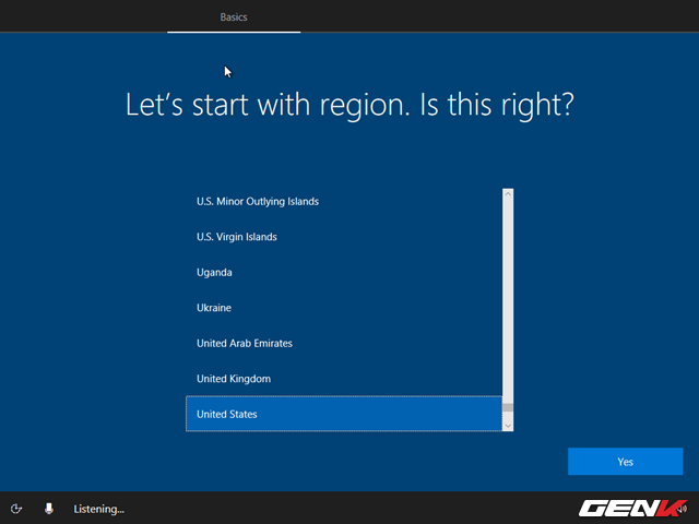  Cortana vẫn là trợ lý hỗ trợ trong quá trình cấu hình sau khi cài đặt mới. 