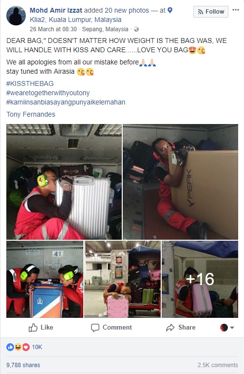 Nhân viên bốc xếp của AirAsia phải ôm, hôn từng chiếc vali sau khi bị tố quăng quật hành lý - Ảnh 3.