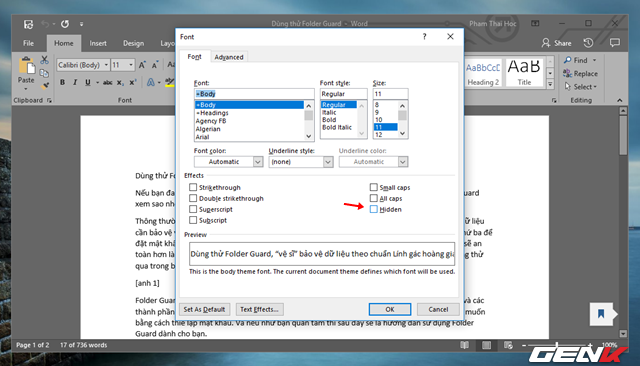 Mẹo ẩn đi những đoạn văn bản quan trọng trong Office Word 2016 - Ảnh 5.