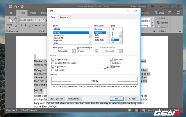 Mẹo ẩn đi những đoạn văn bản quan trọng trong Office Word 2016 - Ảnh 9.