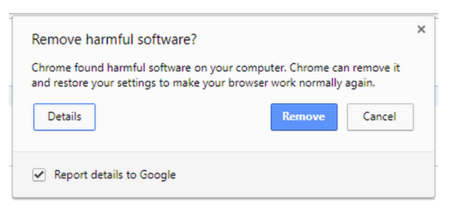  Chrome hỏi người dùng có muốn xóa phần mềm độc hại vừa phát hiện hay không. 