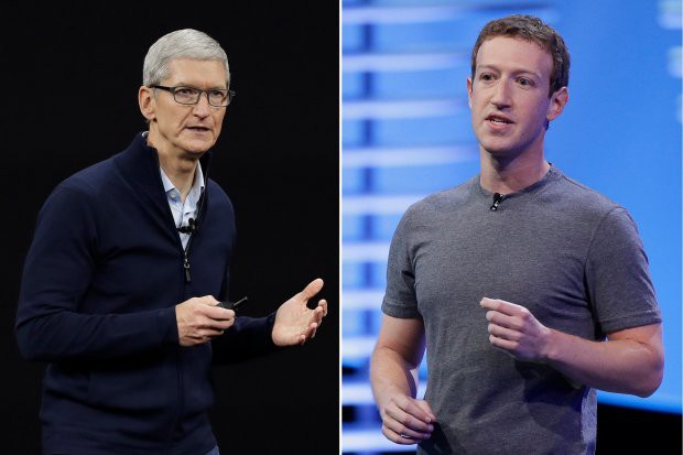  Tim Cook và Mark Zuckerberg liên tục khẩu chiến trong thời gian vừa qua. 