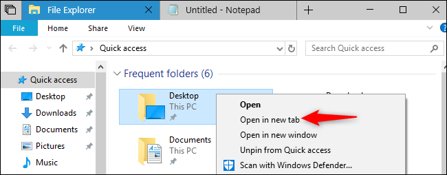 
Bạn có thể dễ dàng mở folder dưới dạng một tab mới trong File Explorer.
