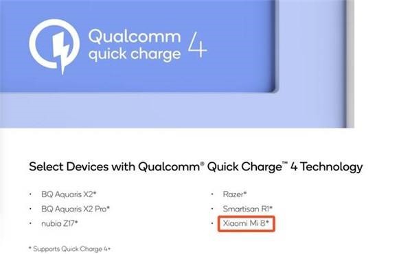 Lộ bằng chứng cho thấy Xiaomi Mi 8 sẽ hỗ trợ công nghệ sạc nhanh Quick Charge 4.0 của Qualcomm - Ảnh 1.