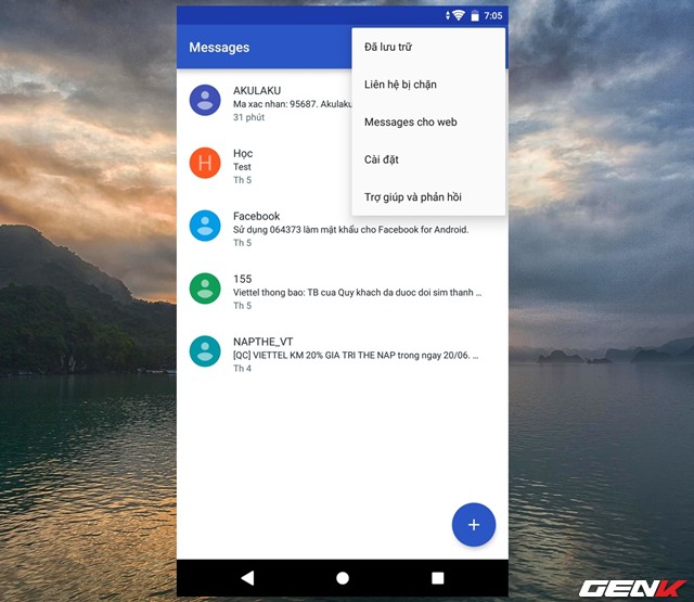  Rất đơn giản, bạn chỉ việc khởi động ứng dụng Android Messages trên thiết bị của mình lên và nhấp vào biểu tượng “03 chấm” ở góc trên bên phải giao diện và nhấp vào tùy chọn “Messages cho web”. 