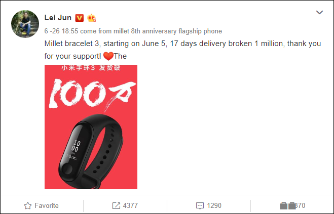 Xiaomi khoe bán được 1 triệu chiếc Mi Band 3 trong 17 ngày, hé lộ phiên bản Explorer Edition với dây đeo trong suốt - Ảnh 1.