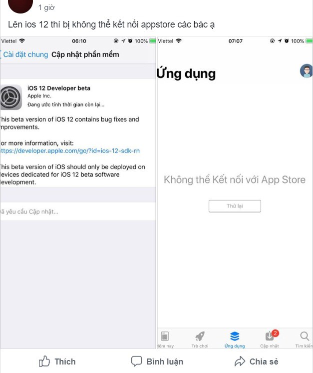
Rất nhiều người dùng tại Việt Nam không thể vào được Appstore sau khi cập nhật lên iOS 12
