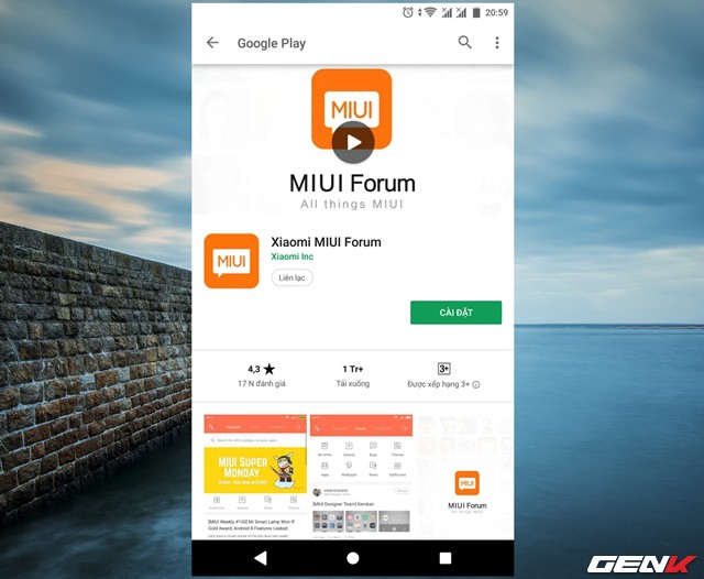  Bước 1: Truy cập CH Play, tìm và tải về ứng dụng Xiaomi MIUI Forum. 