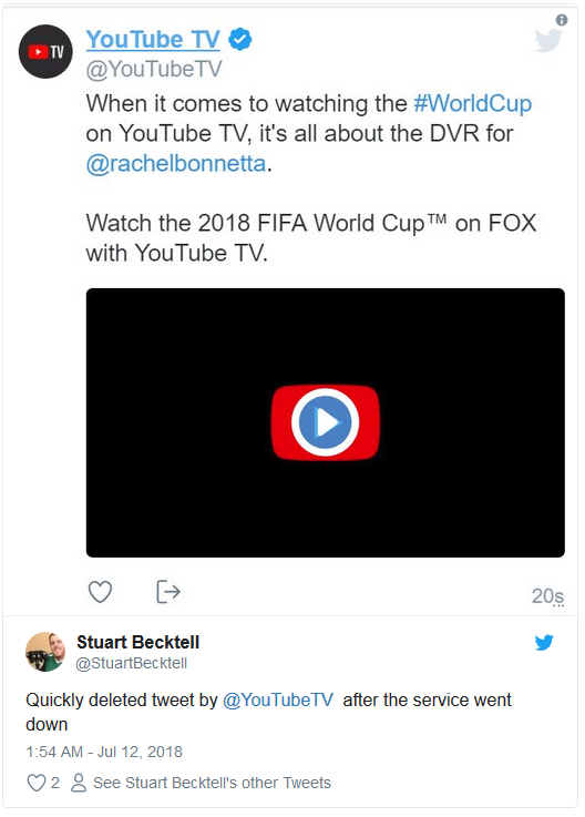 YouTube TV sập ngay lúc Croatia gỡ hòa trong trận bán kết, nhiều người kêu khóc trên Twitter - Ảnh 2.