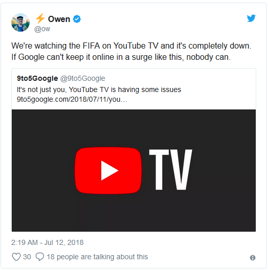 YouTube TV sập ngay lúc Croatia gỡ hòa trong trận bán kết, nhiều người kêu khóc trên Twitter - Ảnh 1.