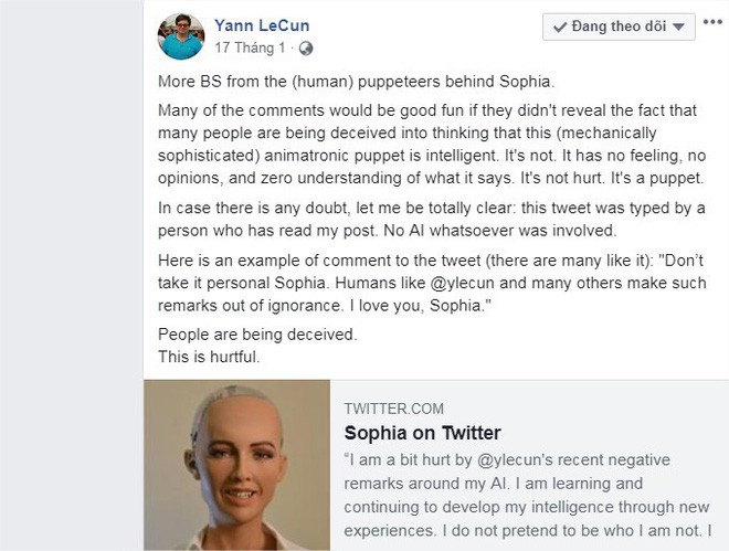 Giám đốc AI của Facebook tuyên bố: Sophia chỉ là con rối - nữ robot đáp trả thế nào? - Ảnh 4.
