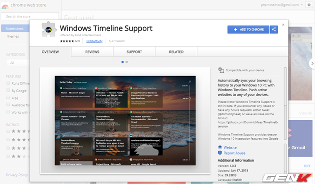 Mang tính năng Timeline của Windows 10 lên Google Chrome - Ảnh 2.