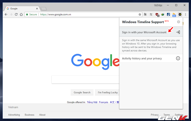 Mang tính năng Timeline của Windows 10 lên Google Chrome - Ảnh 4.