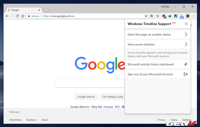 Mang tính năng Timeline của Windows 10 lên Google Chrome - Ảnh 6.