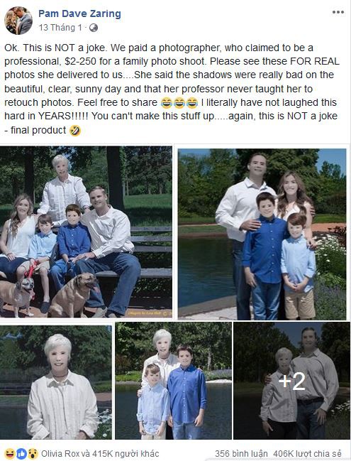 Bỏ ra gần 6 triệu để thuê thợ chụp ảnh, gia đình này nhận được loạt ảnh photoshop trông vừa sợ vừa buồn cười - Ảnh 1.