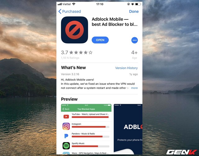  Adblock Mobile được phát hành miễn phí dành cho các thiết bị chạy iOS 9 trở lên. Ứng dụng này thường xuyên nằm trong TOP 100 ứng dụng phổ biến nhất do người dùng iOS bình chọn. Do đó, bạn đọc có thể tìm và tải về dễ dàng từ App Store. 