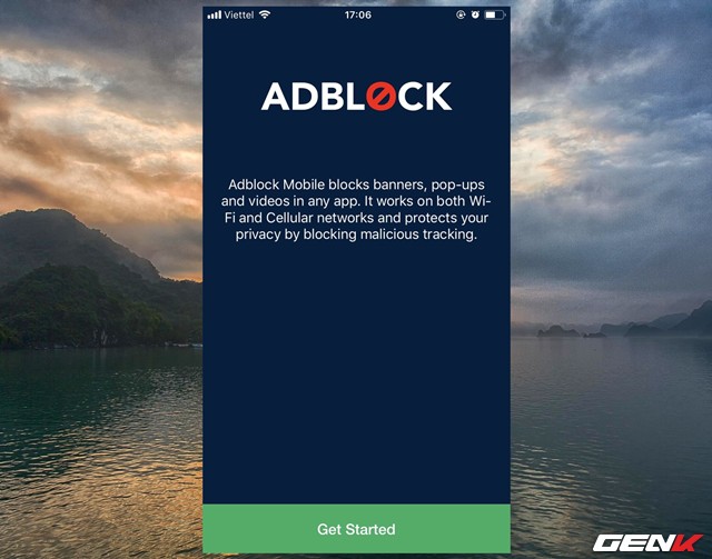  Ở lần đầu tiên sử dụng, bạn sẽ được Adblock Mobile giới thiệu sơ lược về chức năng mà ứng dụng này mang lại. 