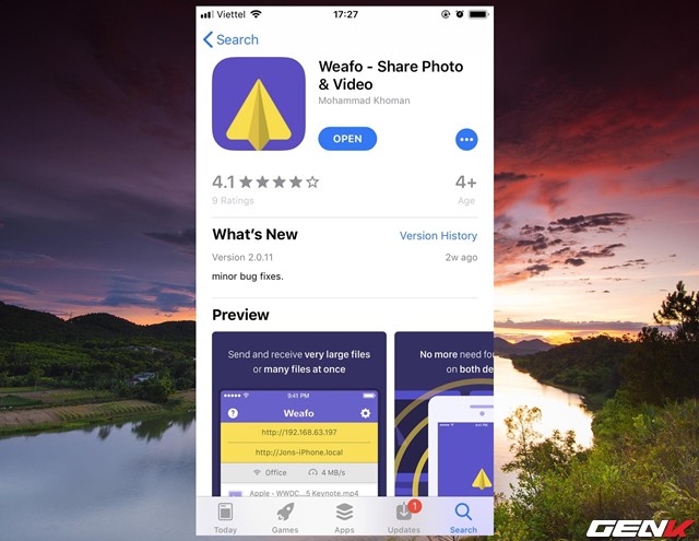 
Bước 1: Truy cập App Store, tìm và tải về ứng dụng Weafo.
