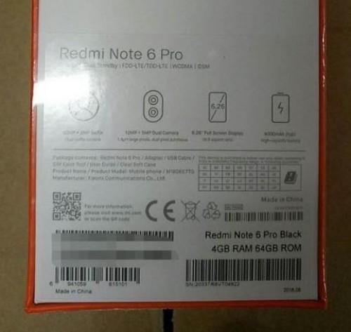Xiaomi Redmi Note 6 Pro lộ diện, màn hình 6,26 inch, 4 camera, pin 4.000 mAh - Ảnh 2.