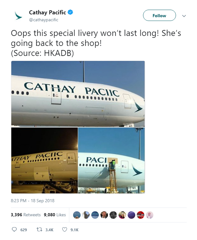 Logo trên máy bay của Cathay Pacific thiếu mất chữ F, phải sơn lại mất vài nghìn USD - Ảnh 2.
