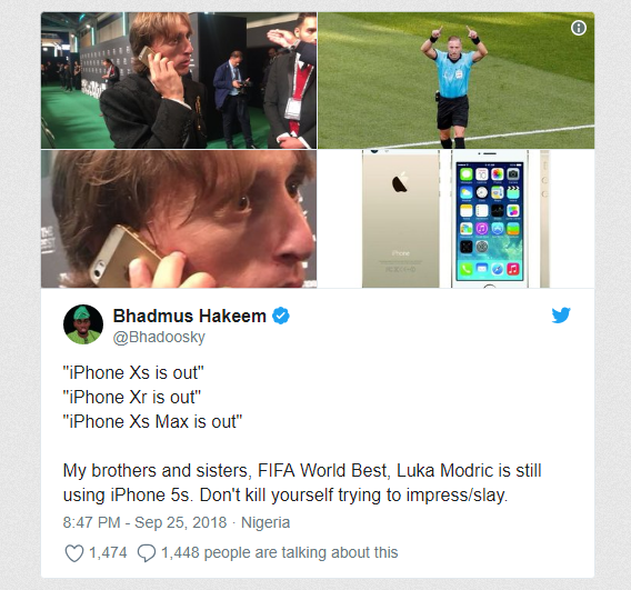 Mặc kệ XS Max, Modric giành giải Cầu thủ xuất sắc nhất năm của FIFA vẫn dùng iPhone 5S - Ảnh 2.