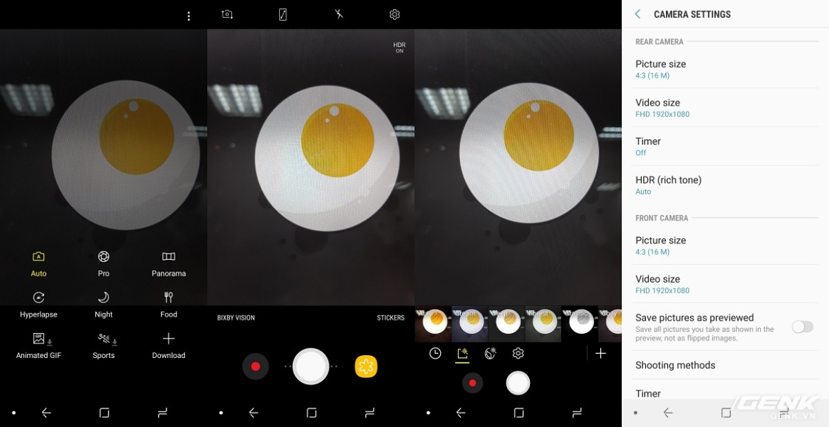  Giao diện camera của A8 2018 được mượn từ đ&agrave;n anh S8 v&agrave; Note8. 