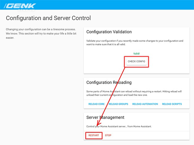  Nếu không hiện valid, phải tìm cách sửa, đừng restart ngay. 