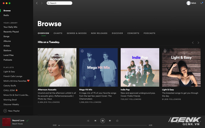  Giao diện chính của Spotify trên máy tính​ 