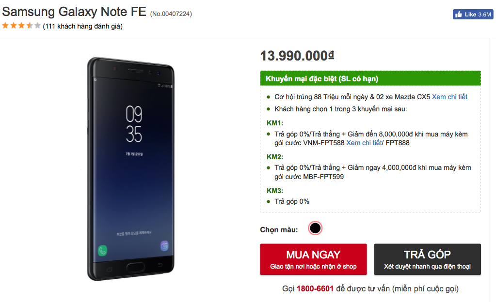  FPT Shop l&agrave; một hệ thống lớn hiếm hoi c&ograve;n h&agrave;ng sản phẩm n&agrave;y, tuy nhi&ecirc;n chỉ l&agrave; phi&ecirc;n bản m&agrave;u đen 