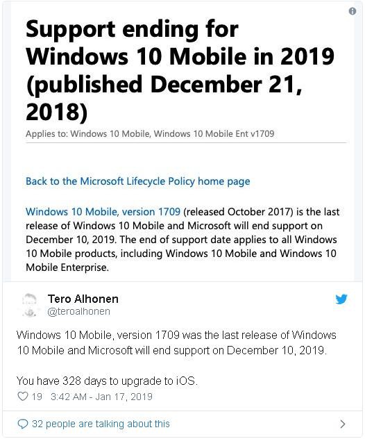 Microsoft sẽ chính thức khai tử Windows 10 Mobile vào tháng 12 năm 2019 - Ảnh 2.