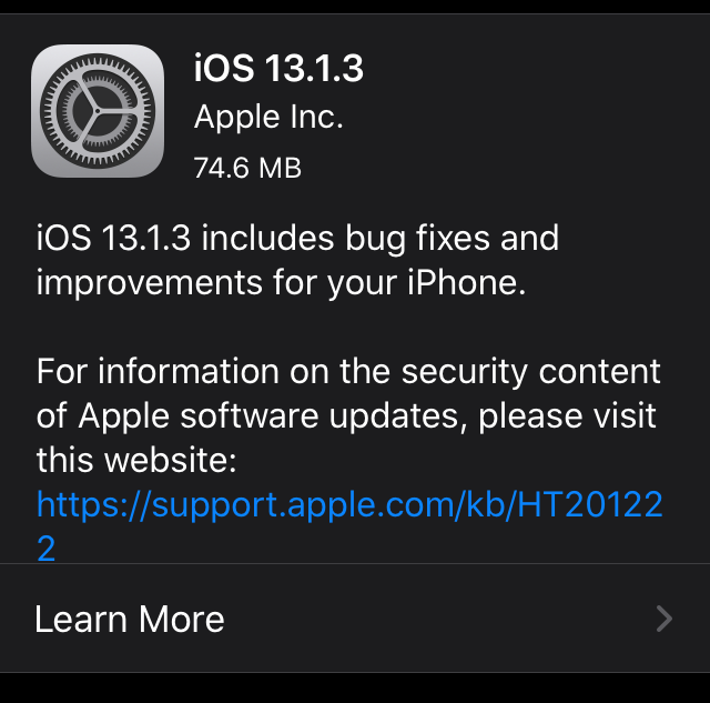 Apple tung ra iOS 13.1.3, tiếp tục sửa hàng loạt lỗi quan trọng - Ảnh 1.