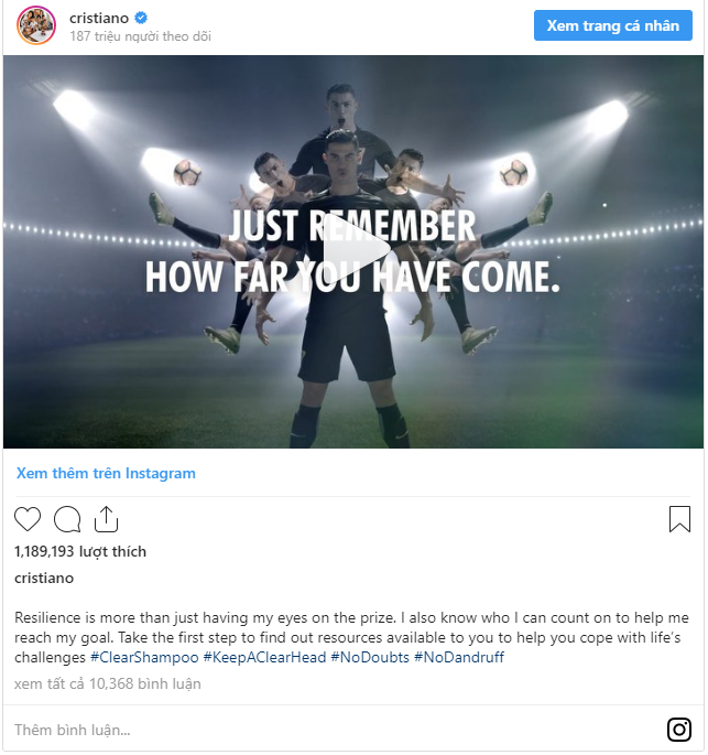 1 bài đăng của Ronaldo trên Instagram có giá gần 1 triệu USD - Ảnh 1.