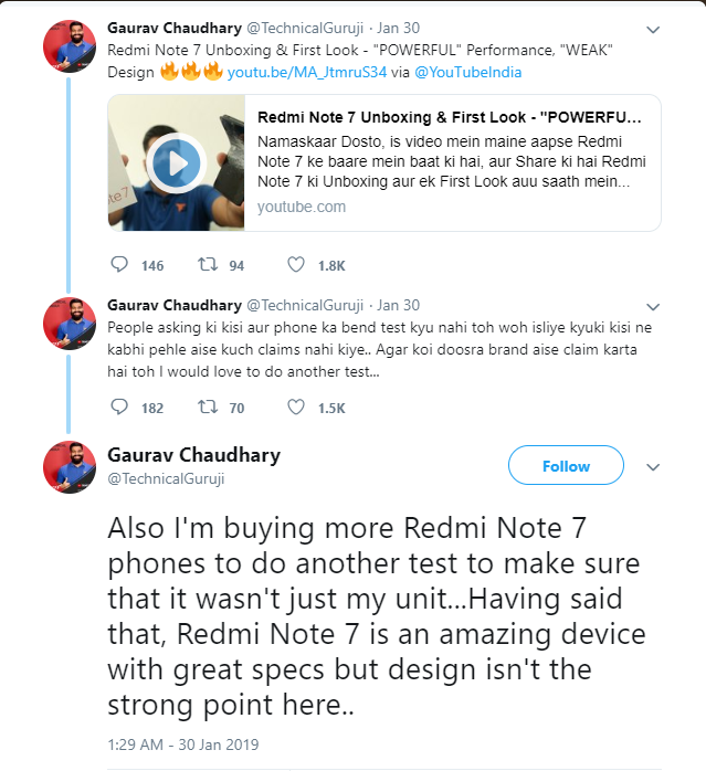 Bị sếp Xiaomi xỉa xói vì có mặt tại buổi ra mắt sản phẩm của Samsung, reviewer công nghệ tung clip bẻ cong Redmi Note 7 - Ảnh 2.