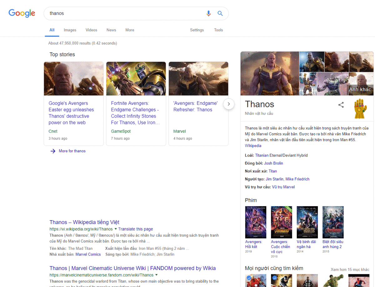 Google Tìm kiếm đã có Găng tay Vô cực cho bạn thử: Chỉ cần gõ Thanos là ra, làm luôn đi - Ảnh 6.