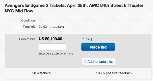 Sốc: 1 cặp vé công chiếu Avengers: Endgame đang có giá 215 triệu trên eBay - Ảnh 1.
