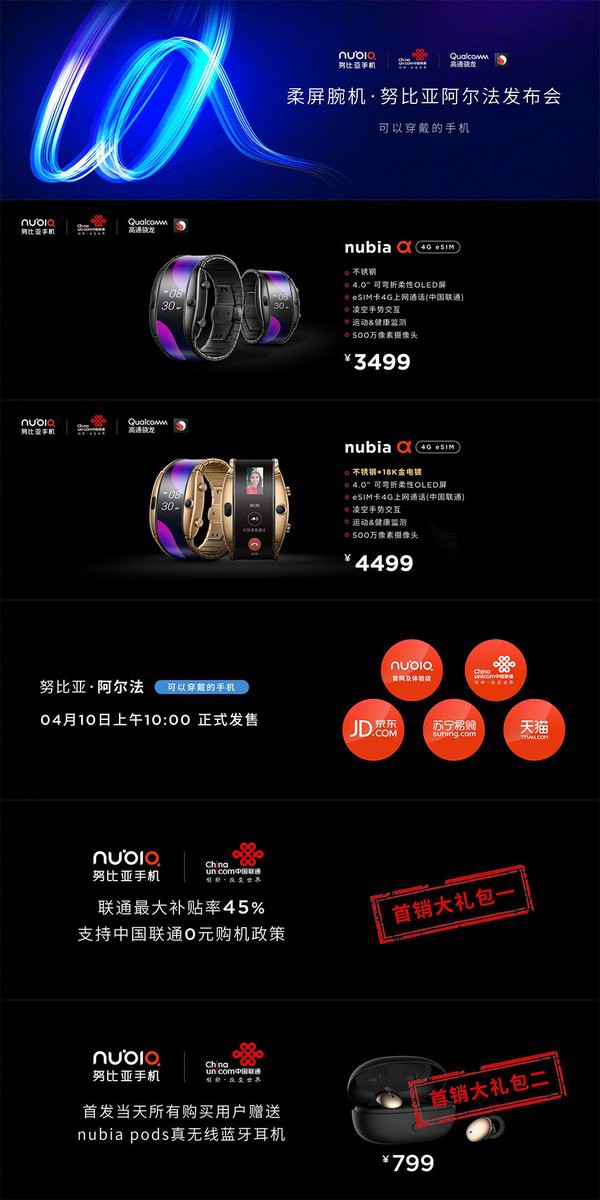 Điện thoại đồng hồ Nubia Alpha chính thức lên kệ tại Trung Quốc, giá từ 12 triệu đồng - Ảnh 1.