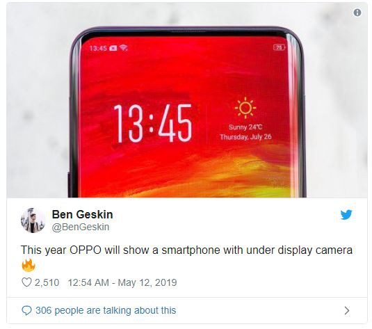 Oppo sẽ ra mắt smartphone với camera dưới màn hình ngay trong năm nay - Ảnh 1.