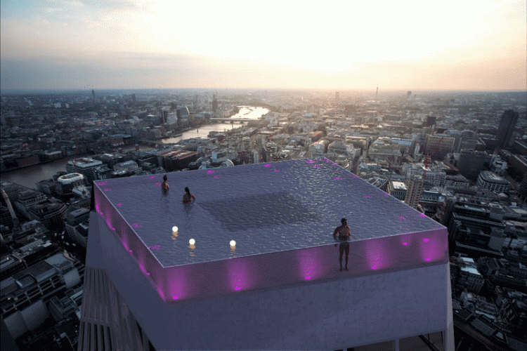 Ngắm nhìn bể bơi vô cực trên nóc tòa nhà ở London - Ảnh 4.