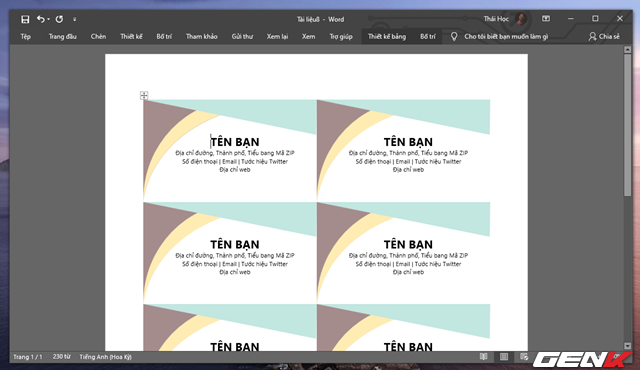 Cách tạo danh thiếp bằng Microsoft Word dành cho người không chuyên - Ảnh 5.