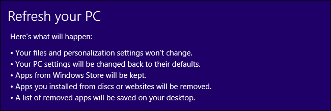 Tìm hiểu chức năng Refresh và Reset trên Windows 8 1