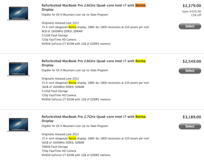 MacBook Pro Retina hàng refurbished rẻ hơn 500 USD 2