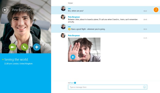 Skype cho Windows 8 đã có thể nhắn tin video 2