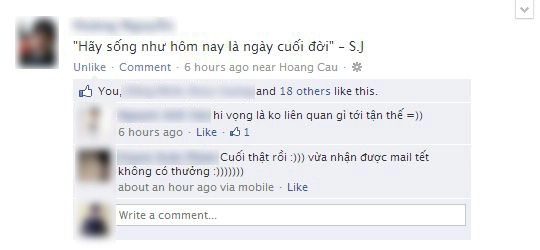 Một ngày trước tận thế, Facebook Việt nói gì? 1