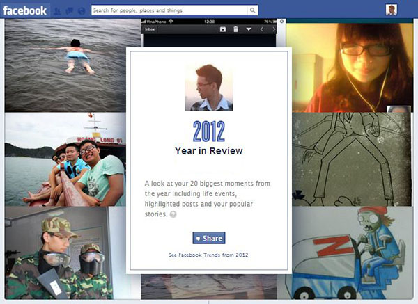 Facebook ra ứng dụng hot giúp xem lại toàn cảnh năm 2012 1