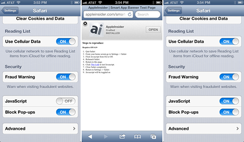 iOS 6 d&iacute;nh lỗi JavaScript tự động bật lại khi d&ugrave;ng Smart App Banner 1