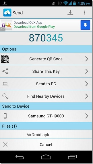Chia sẻ ứng dụng, dữ liệu, danh bạ trên Android với Send Anywhere 3