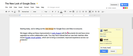 Google Docs có giao diện mới, cho lưu văn bản tức thì