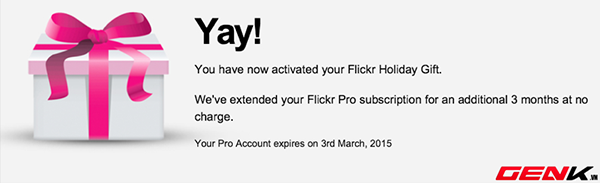 Flickr tặng miễn ph&iacute; 3 th&aacute;ng sử dụng t&agrave;i khoản Pro cho người d&ugrave;ng 3